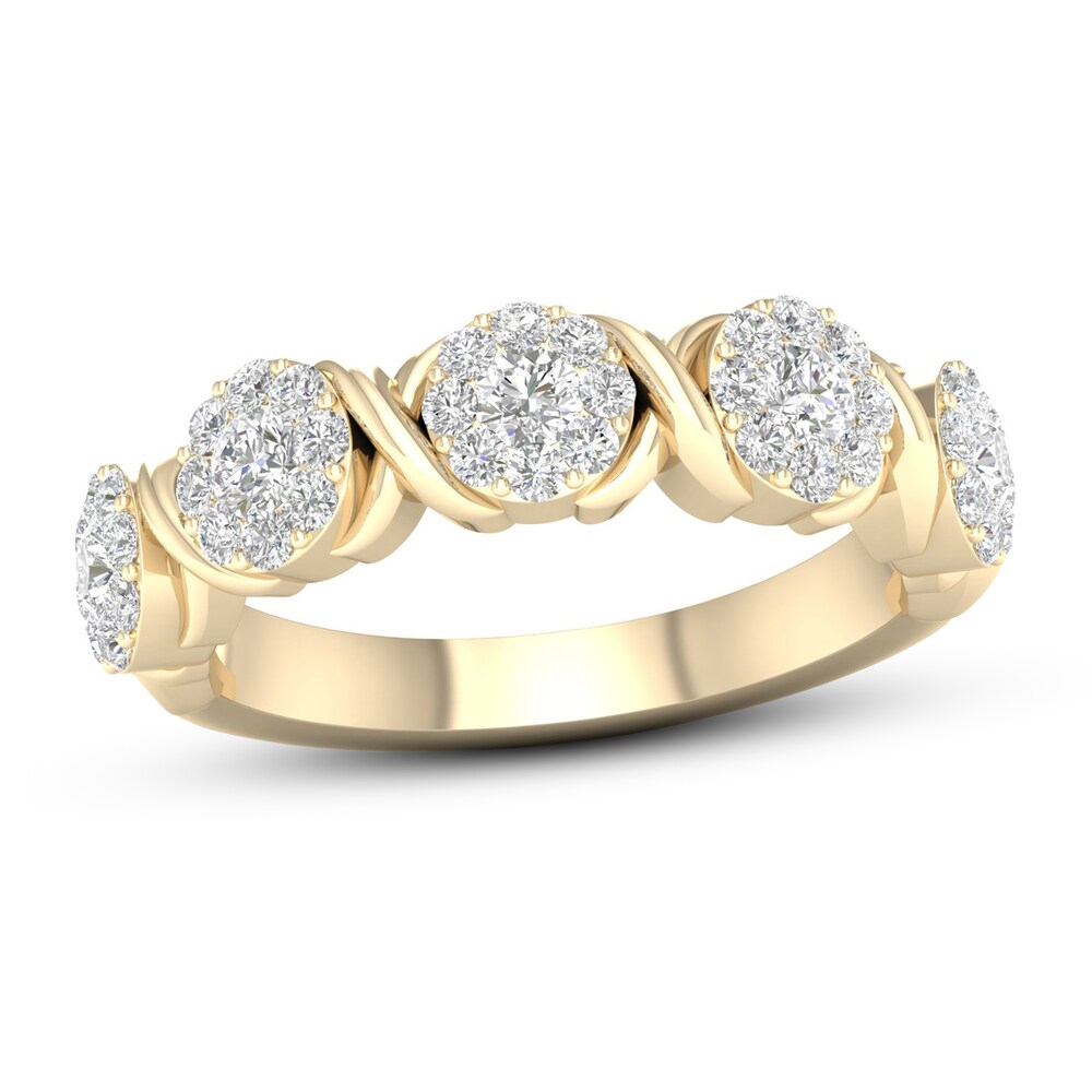 Diamond Anniversary Ring 3/4 ct tw 14K Yellow Gold 5BGXCuMY [5BGXCuMY]