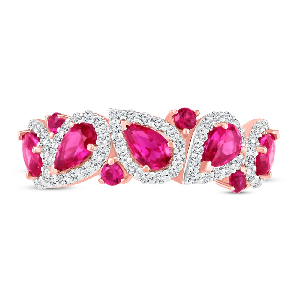 Lab-Created Ruby & White Lab-Created Sapphire Ring 10K Rose Gold 5BPYLjyW