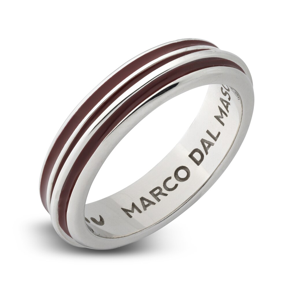 Marco Dal Maso Men\'s Acies Thin Ring Red Enamel Sterling Silver 5FWoFapL