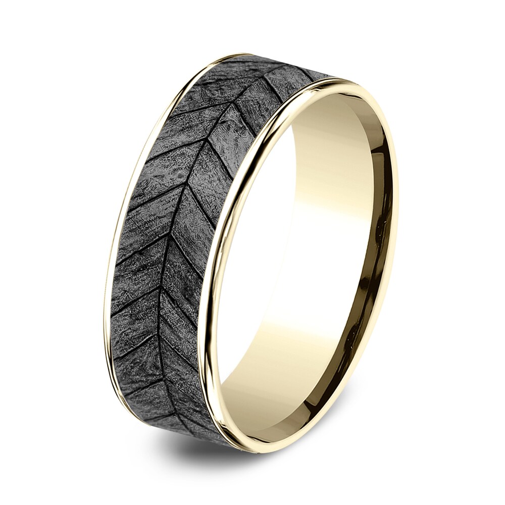 Chevron Wedding Band Tantalum/14K Yellow Gold 7.5mm 5LsXW3Lo