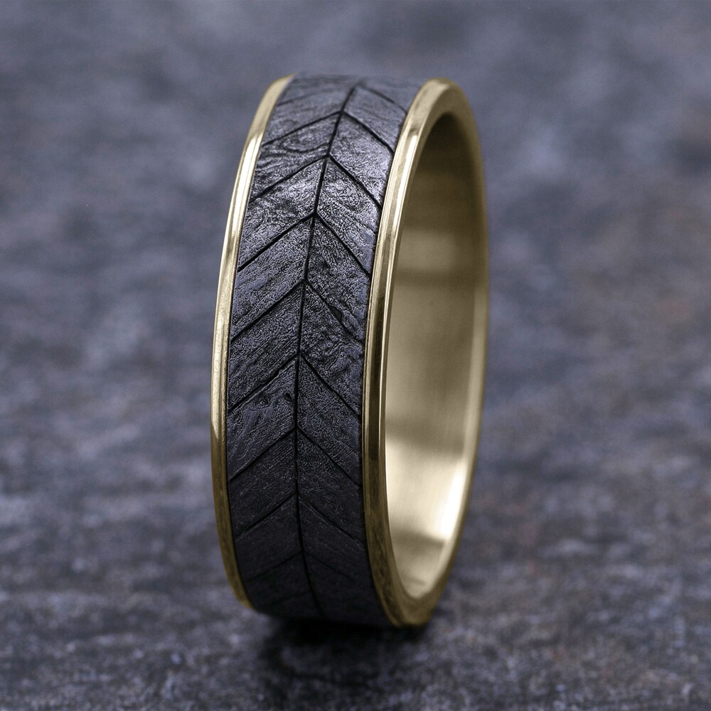 Chevron Wedding Band Tantalum/14K Yellow Gold 7.5mm 5LsXW3Lo