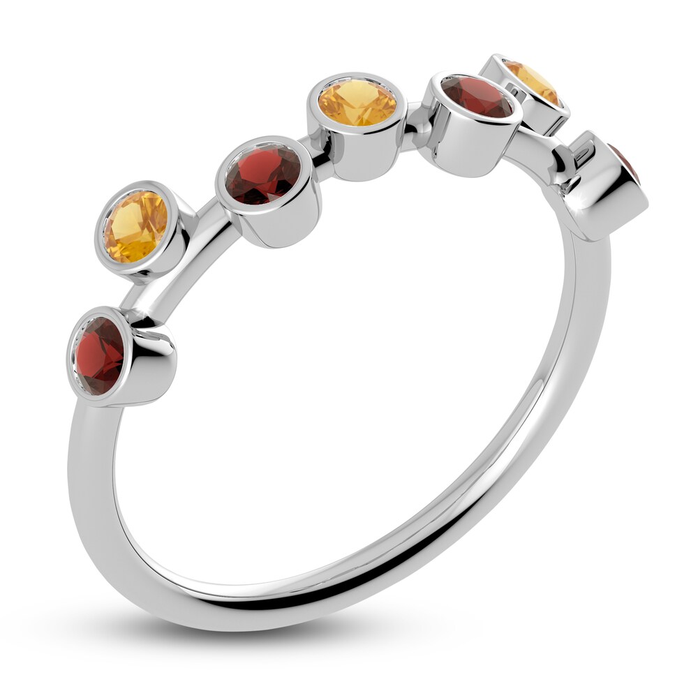 Juliette Maison Natural Garnet & Natural Citrine Ring 10K White Gold 5U7fRine