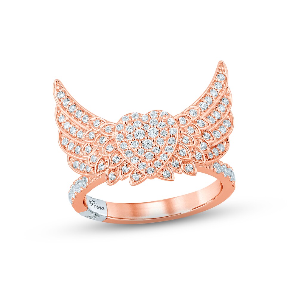 Pnina Tornai Diamond Winged Heart Ring 5/8 ct tw Round 14K Rose Gold 5nZqxIoM