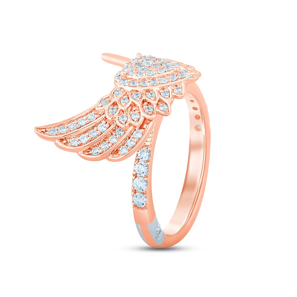 Pnina Tornai Diamond Winged Heart Ring 5/8 ct tw Round 14K Rose Gold 5nZqxIoM