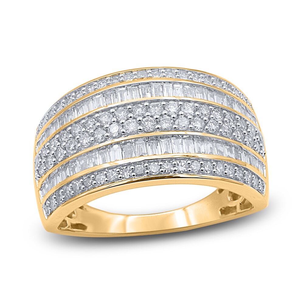 Diamond Multi-Row Anniversary Band 1 ct tw Round 14K Yellow Gold 5ryAte1n [5ryAte1n]