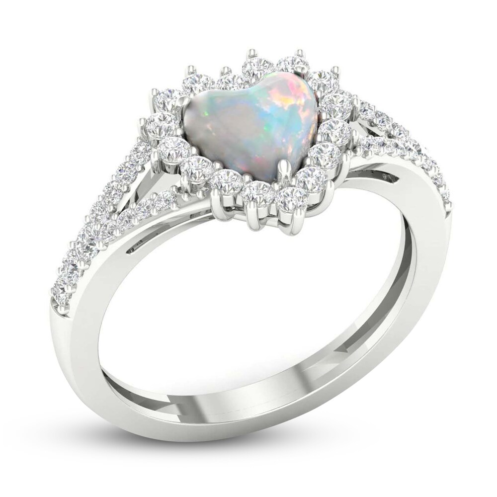 Lab-Created Opal & Lab-Created White Sapphire Ring Sterling Silver 5un9cRK2