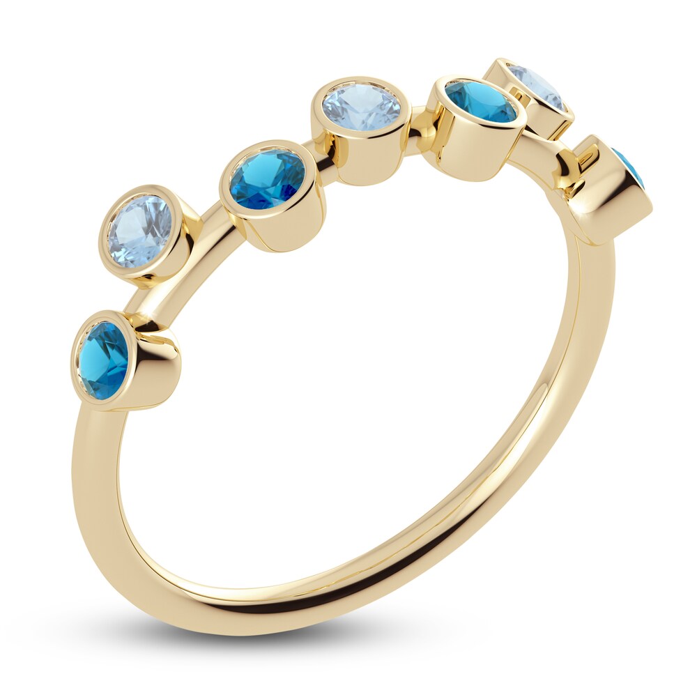 Juliette Maison Natural Blue Zircon & Natural Aquamarine Ring 10K Yellow Gold 5vBHgM9t