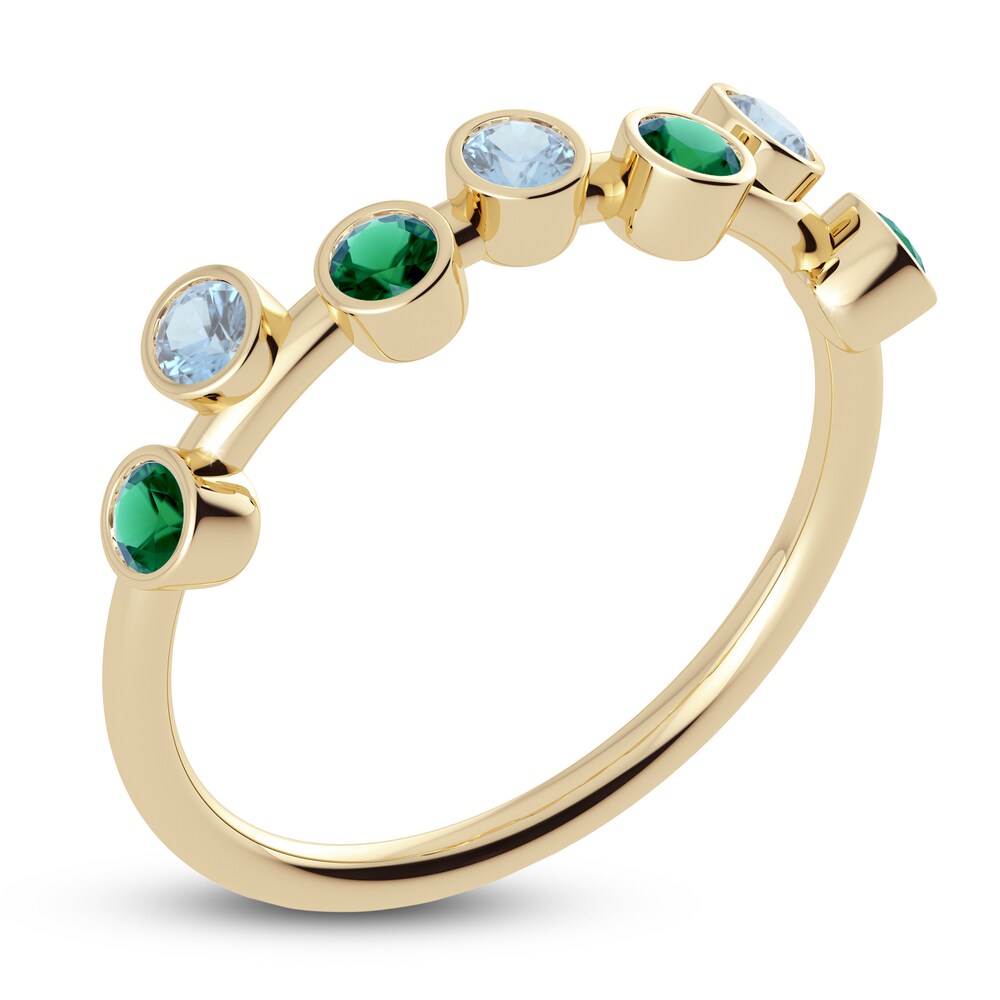 Juliette Maison Natural Emerald & Natural Aquamarine Ring 10K Yellow Gold 5vSB90sS