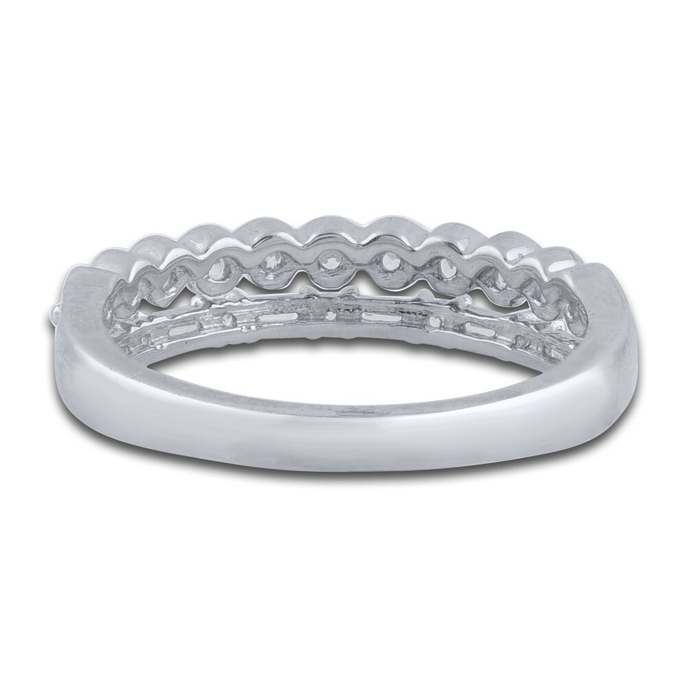 Diamond Double Row Wedding Band 1/2 ct tw Round/Baguette 14K White Gold 6FKHvVcf