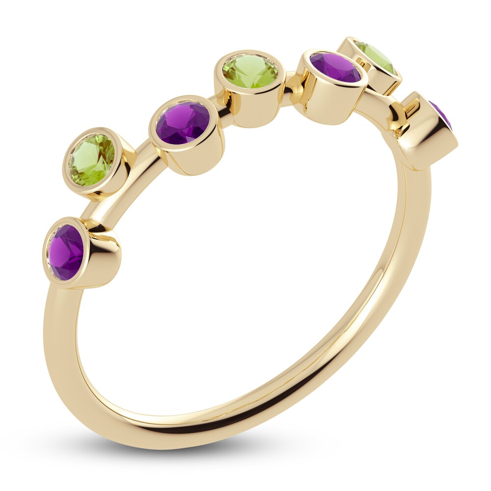 Juliette Maison Natural Amethyst & Natural Peridot Ring 10K Yellow Gold 6Hln68jY