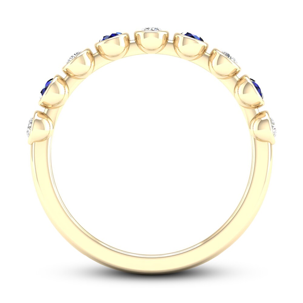 Natural Sapphire Ring 1/6 ct tw Diamonds 10K Yellow Gold 6af9AVQv