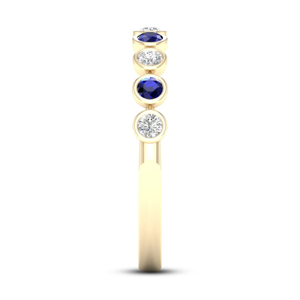 Natural Sapphire Ring 1/6 ct tw Diamonds 10K Yellow Gold 6af9AVQv