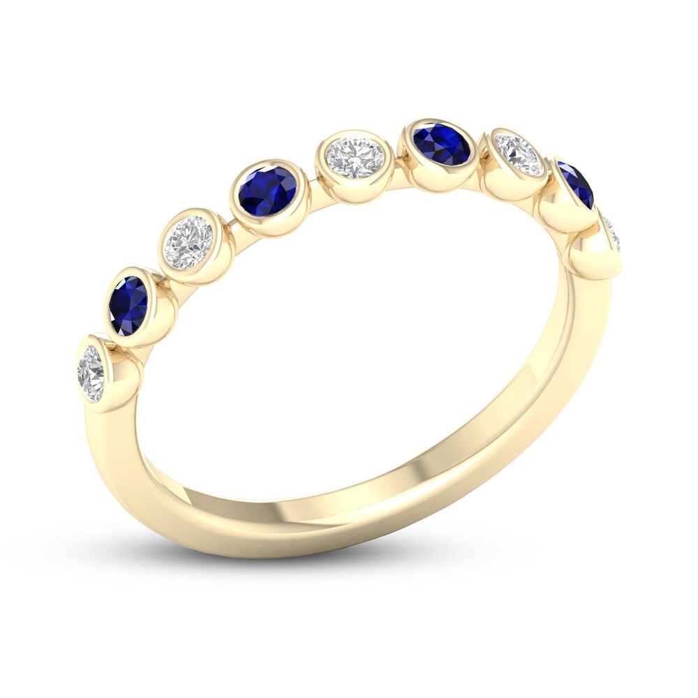 Natural Sapphire Ring 1/6 ct tw Diamonds 10K Yellow Gold 6af9AVQv