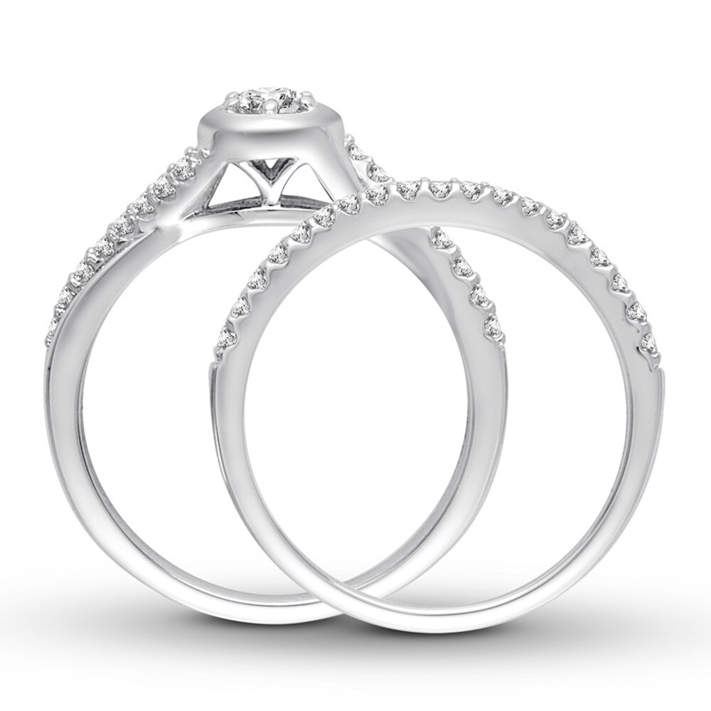 Diamond Bridal Set 1/2 ct tw Round-cut 14K White Gold 6kJDLPd4