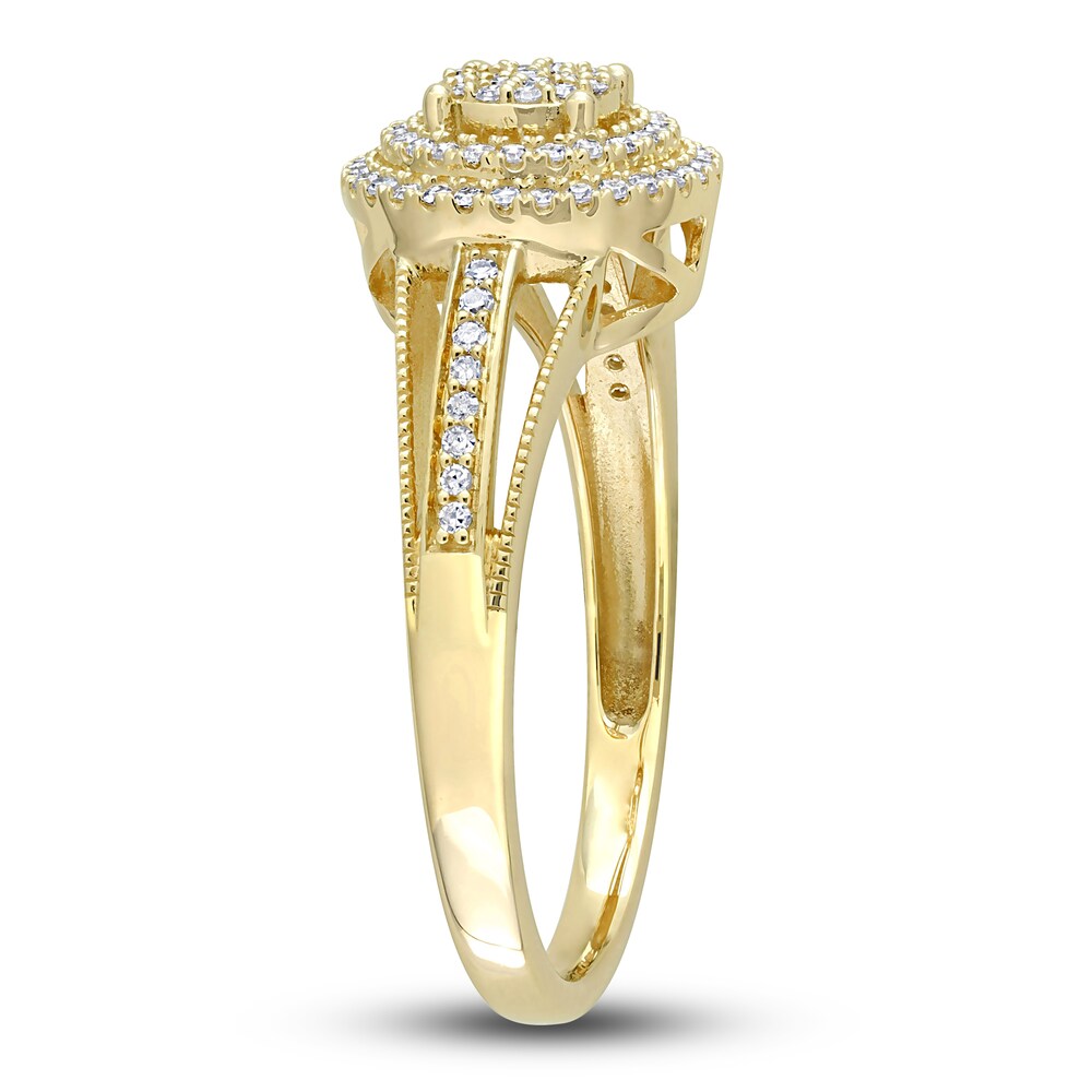 Diamond Halo Ring 1/4 ct tw Round 10K Yellow Gold 6kh3Xqy3