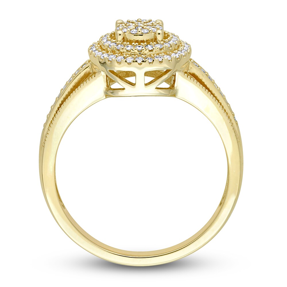 Diamond Halo Ring 1/4 ct tw Round 10K Yellow Gold 6kh3Xqy3