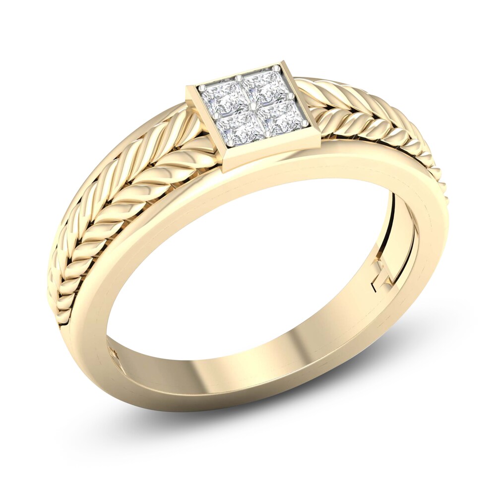 Men\'s Diamond Ring 1/3 ct tw Princess 10K Yellow Gold 7ACXD26p