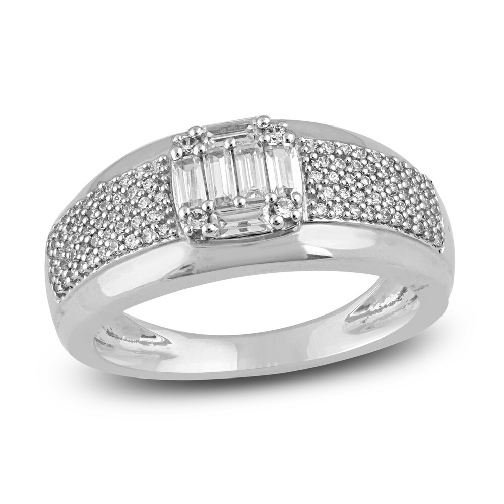 Diamond Anniversary Band 1/2 ct tw Round/Baguette 14K White Gold 7FHKsT98