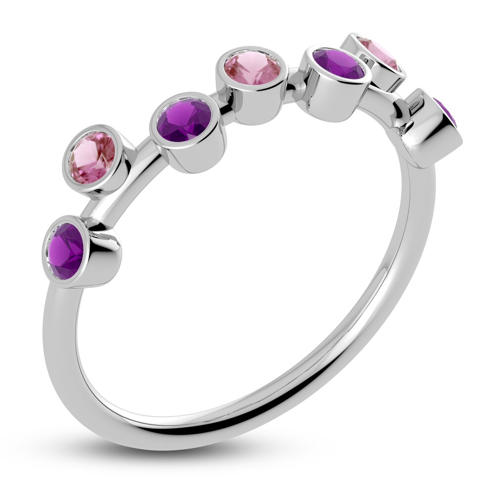 Juliette Maison Natural Pink Tourmaline & Natural Amethyst Ring 10K White Gold 7Fau3BpC