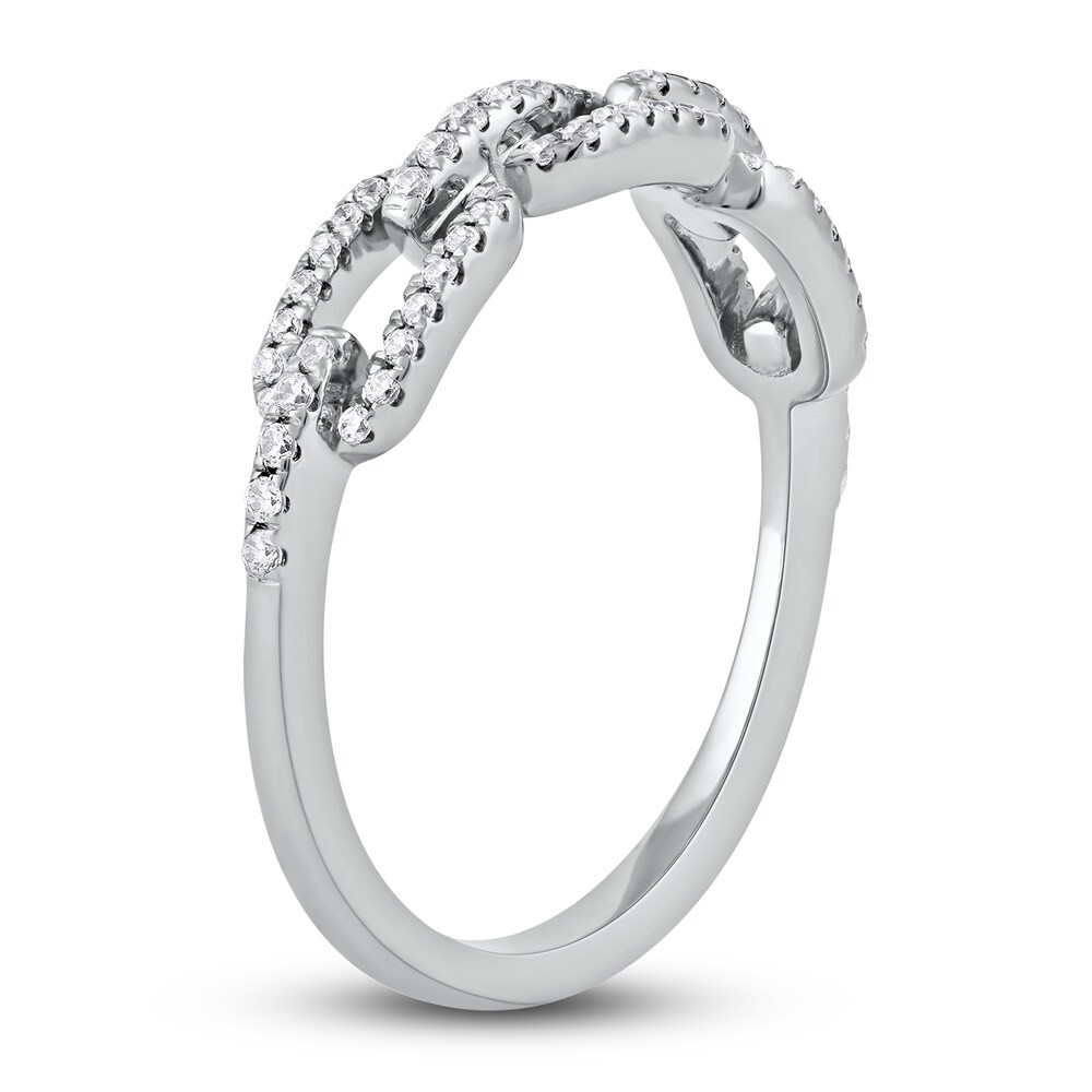 Diamond Oval Link Ring 1/4 ct tw Round 14K White Gold 7SXxb195