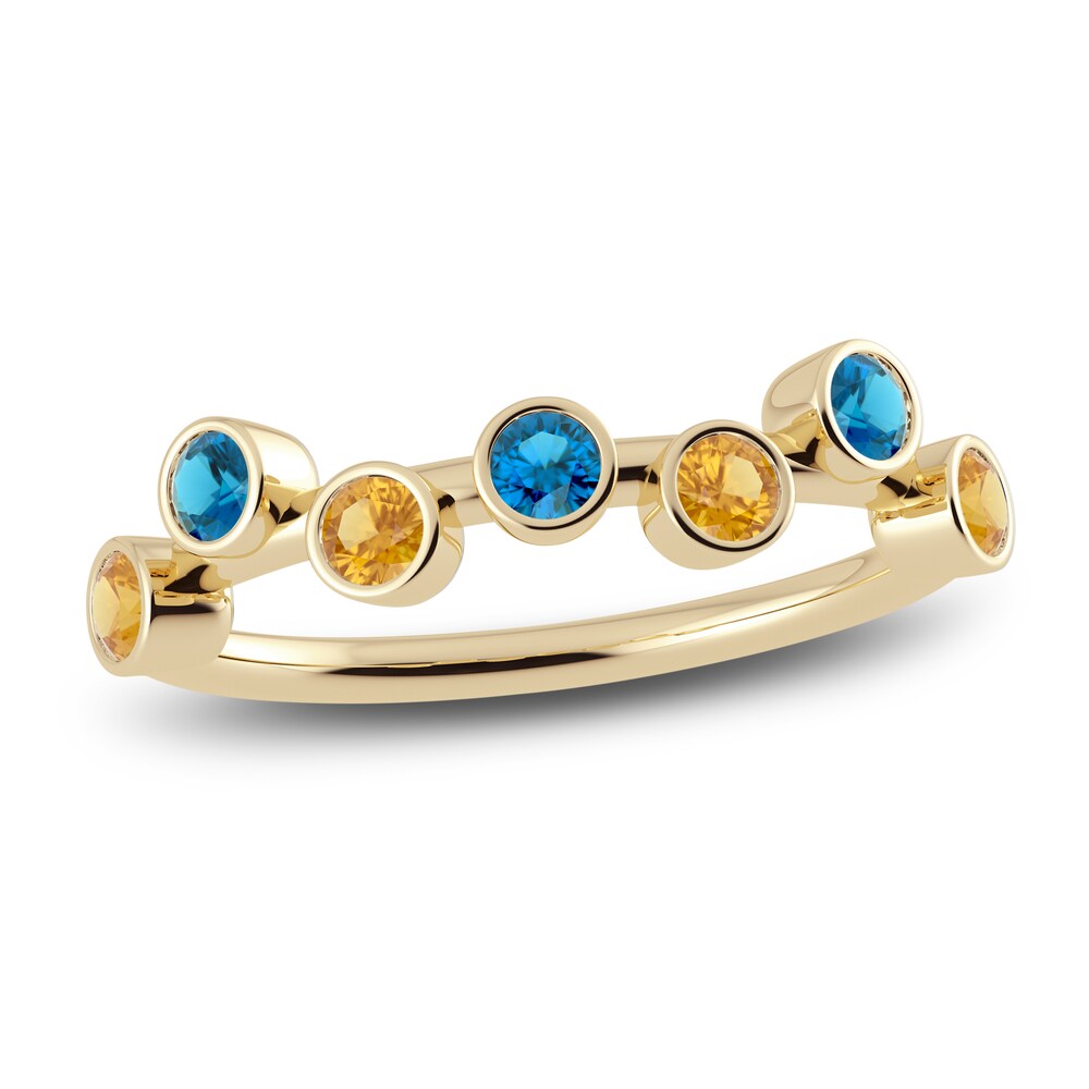 Juliette Maison Natural Citrine & Natural Blue Zircon Ring 10K Yellow Gold 7Y6TZdG4 [7Y6TZdG4]