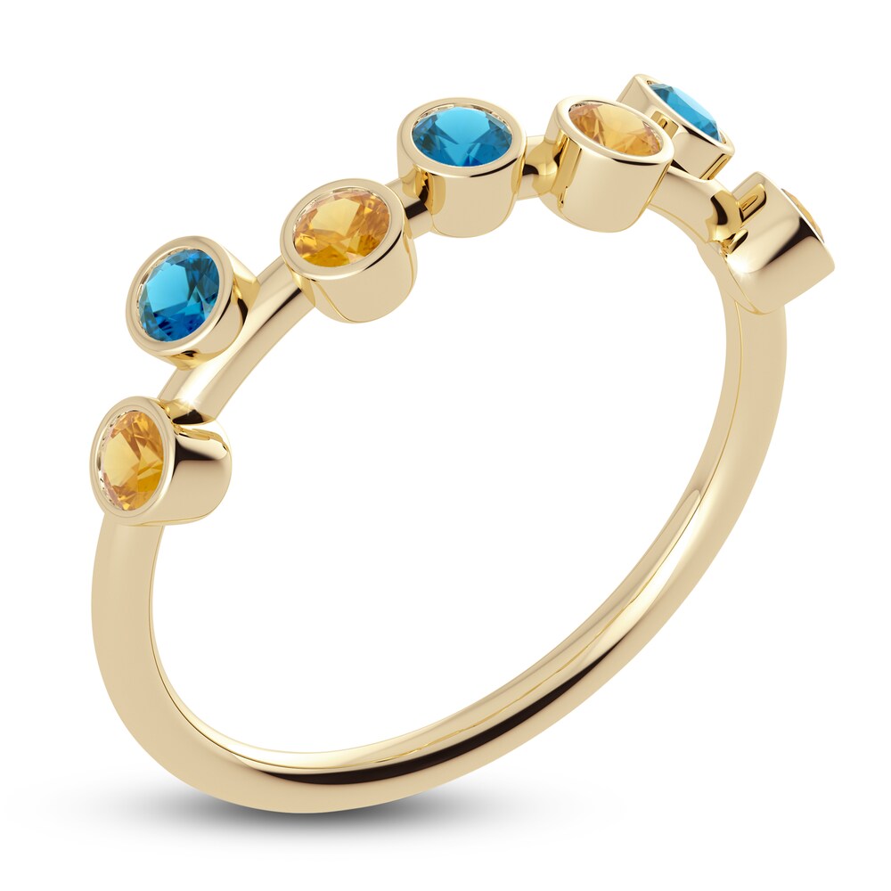 Juliette Maison Natural Citrine & Natural Blue Zircon Ring 10K Yellow Gold 7Y6TZdG4