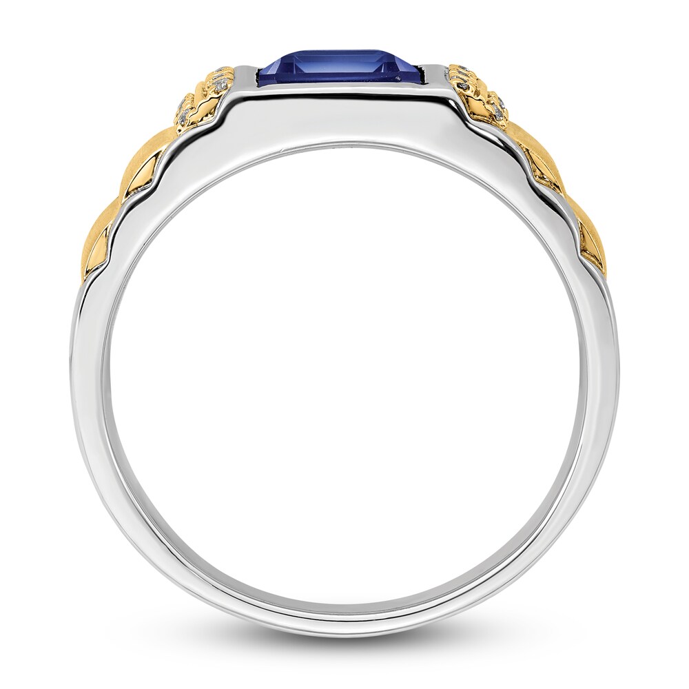 Men\'s Lab-Created Blue Sapphire Ring 1/20 ct tw Diamonds 14K Two-Tone Gold 7heMFXZt