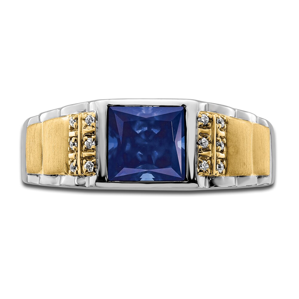 Men\'s Lab-Created Blue Sapphire Ring 1/20 ct tw Diamonds 14K Two-Tone Gold 7heMFXZt