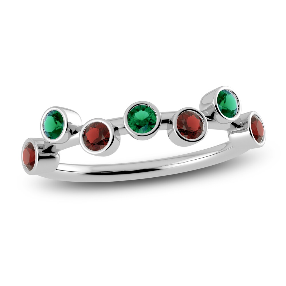 Juliette Maison Natural Emerald & Natural Garnet Ring 10K White Gold 7ieCN9mm