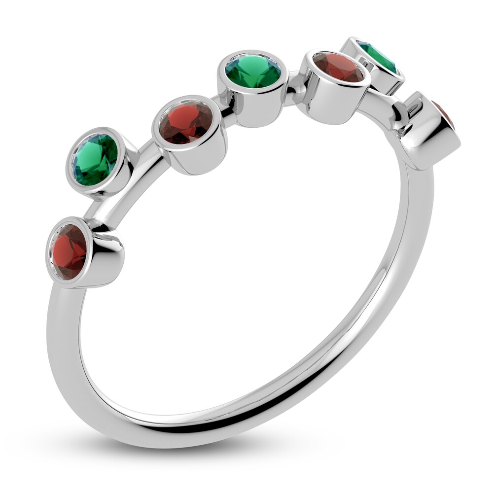 Juliette Maison Natural Emerald & Natural Garnet Ring 10K White Gold 7ieCN9mm