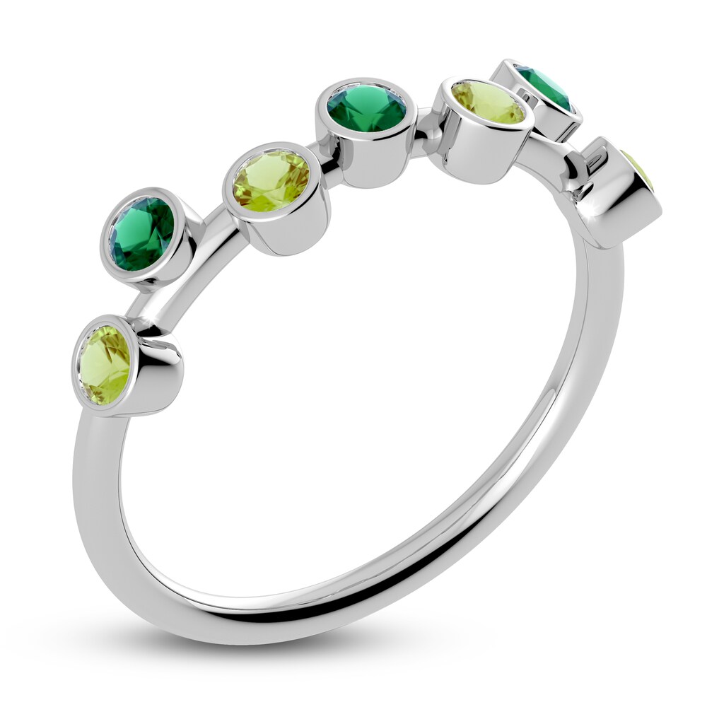 Juliette Maison Natural Emerald & Natural Peridot Ring 10K White Gold 7kA4VgCJ