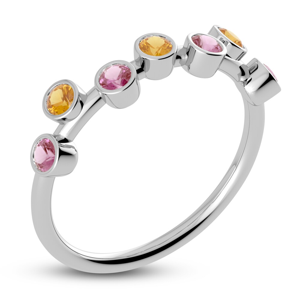 Juliette Maison Natural Pink Tourmaline & Natural Citrine Ring 10K White Gold 7owkpzY8