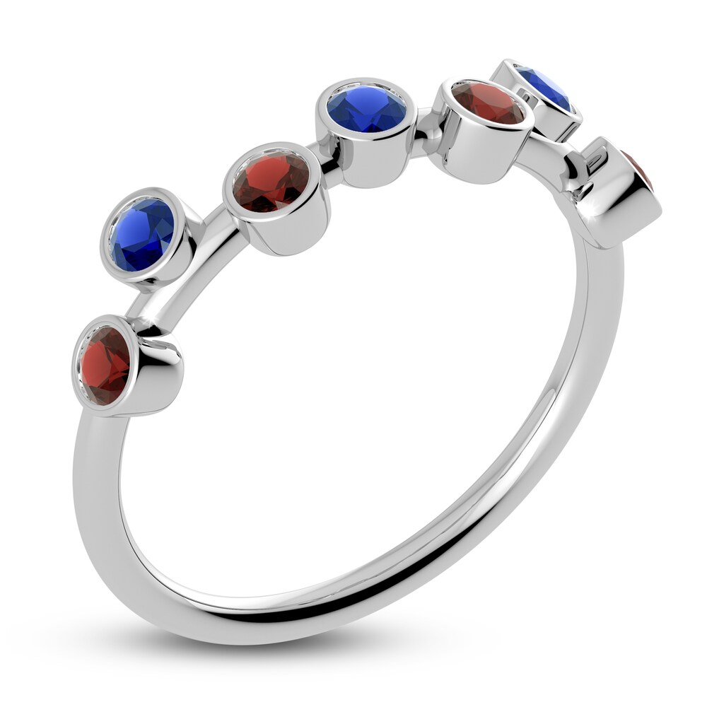 Juliette Maison Natural Garnet & Natural Blue Sapphire Ring 10K White Gold 82SdAw4K