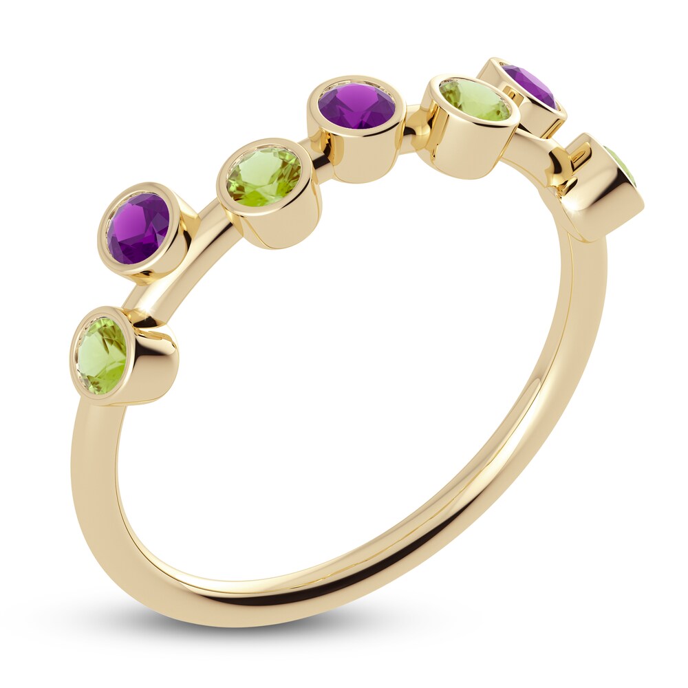 Juliette Maison Natural Peridot & Natural Amethyst Ring 10K Yellow Gold 82uIozJX