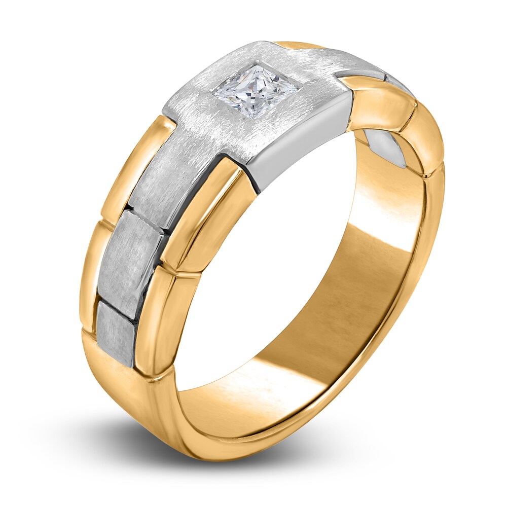 Men\'s Diamond Anniversary Ring 1/3 ct tw Princess 14K Two-Tone Gold 8I5Ubf4C