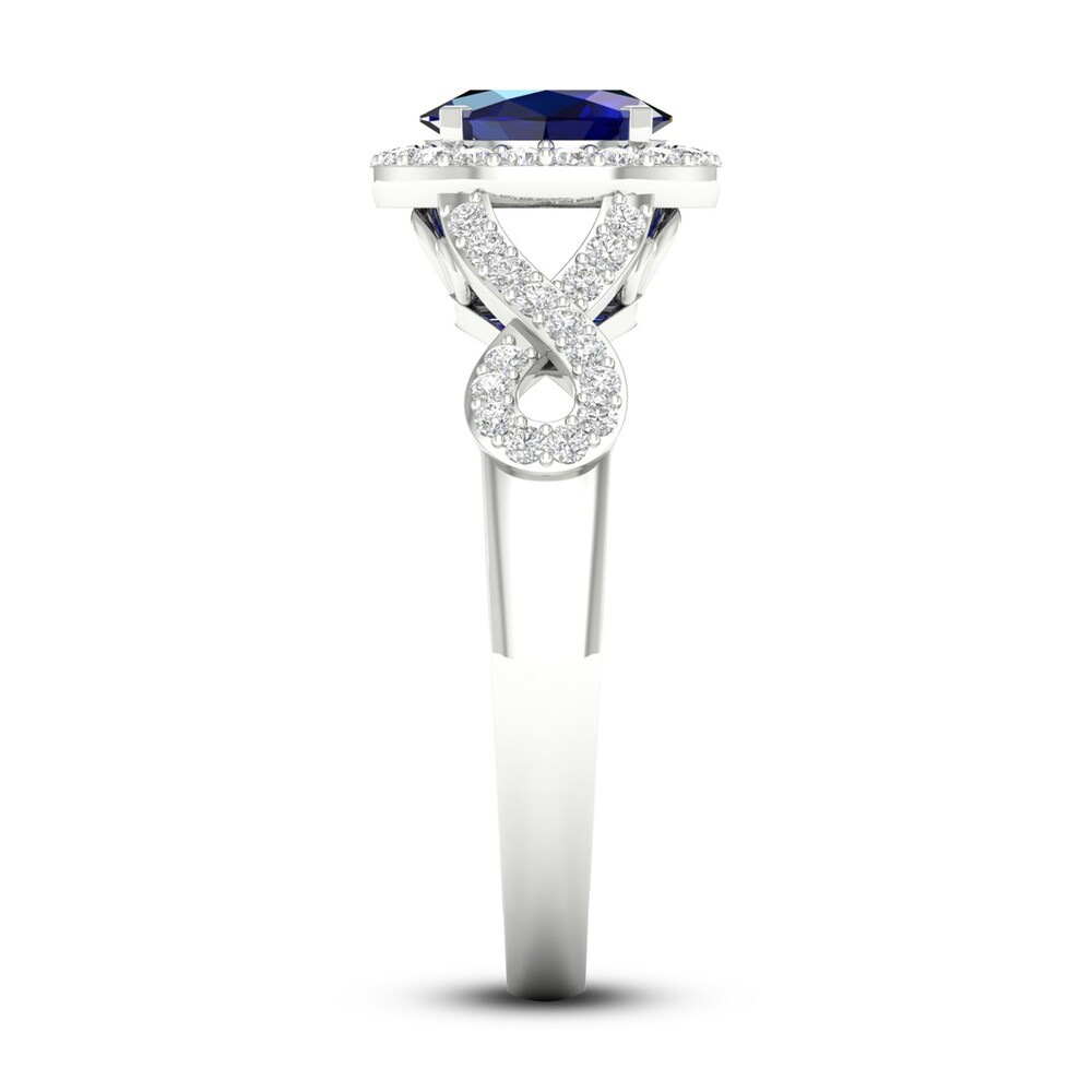 Lab-Created Blue Sapphire & Lab-Created White Sapphire Ring 10K White Gold 8ICWZ3WD