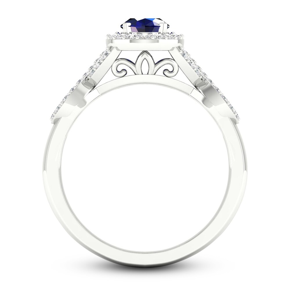 Lab-Created Blue Sapphire & Lab-Created White Sapphire Ring 10K White Gold 8ICWZ3WD