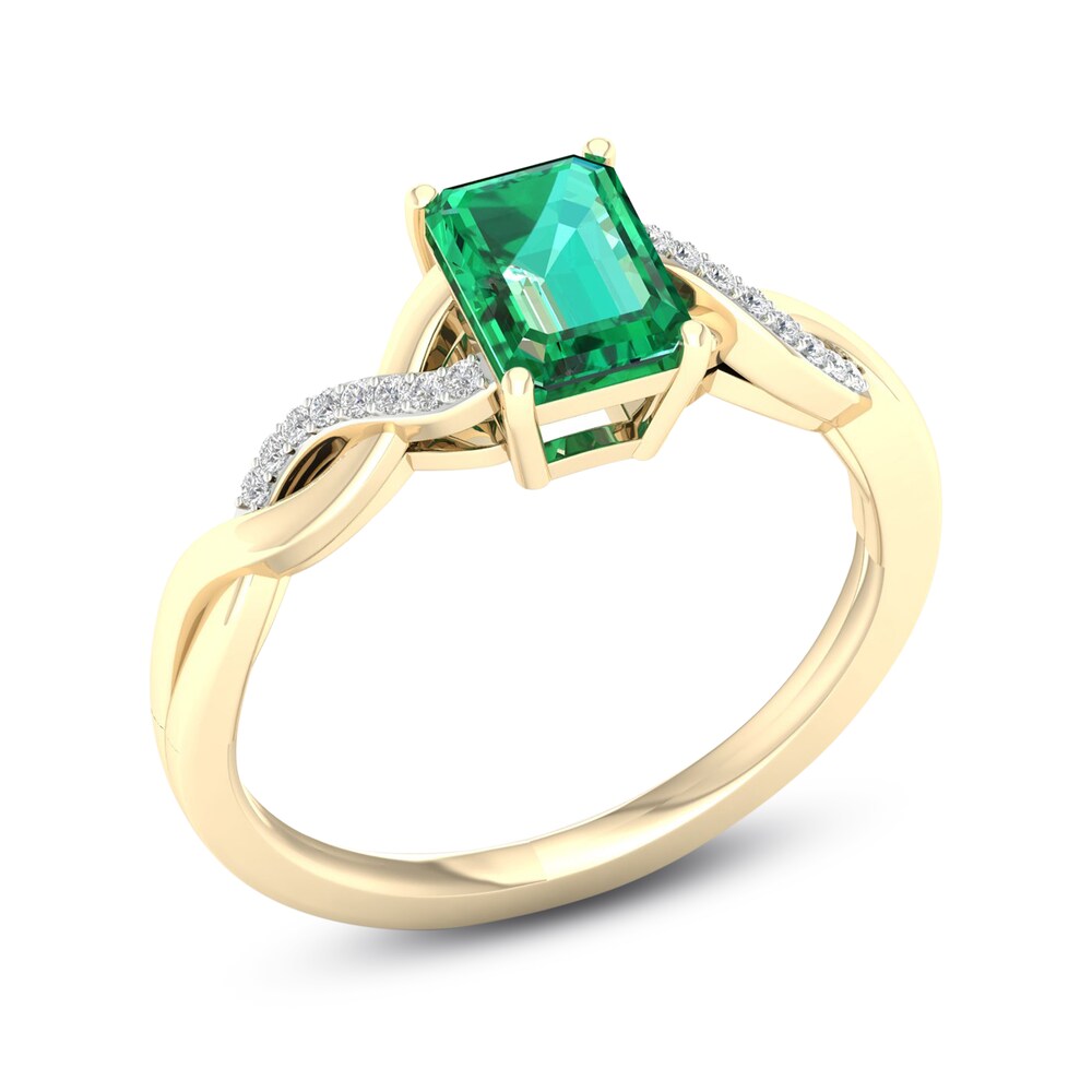 Natural Emerald Ring 1/20 ct tw Diamonds 10K Yellow Gold 8MrJQrkY