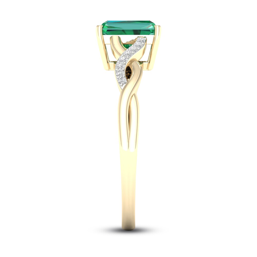 Natural Emerald Ring 1/20 ct tw Diamonds 10K Yellow Gold 8MrJQrkY