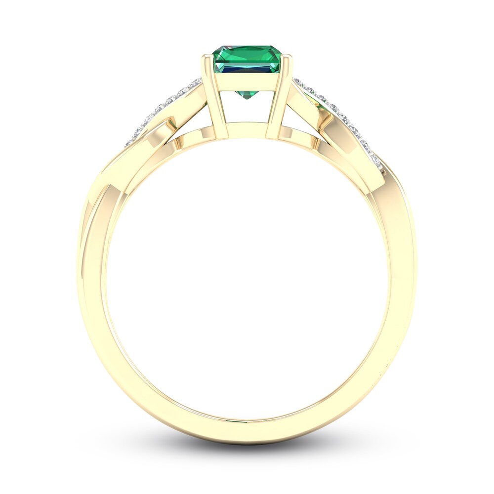 Natural Emerald Ring 1/20 ct tw Diamonds 10K Yellow Gold 8MrJQrkY