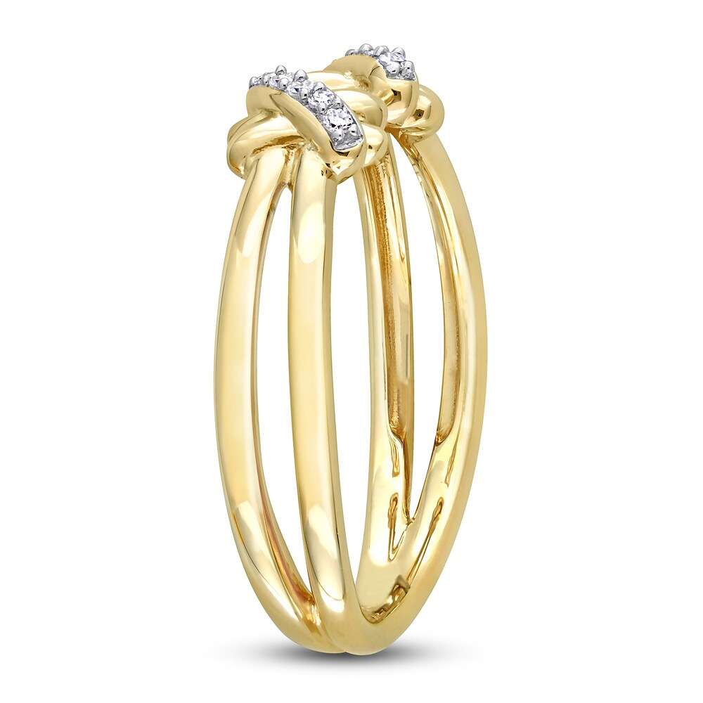 Diamond Y-Knot Open Cuff Ring 1/20 ct tw Round 14K Yellow Gold 8NLhEDAx