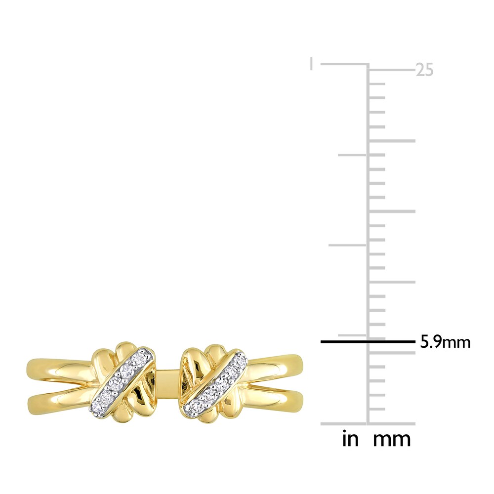 Diamond Y-Knot Open Cuff Ring 1/20 ct tw Round 14K Yellow Gold 8NLhEDAx