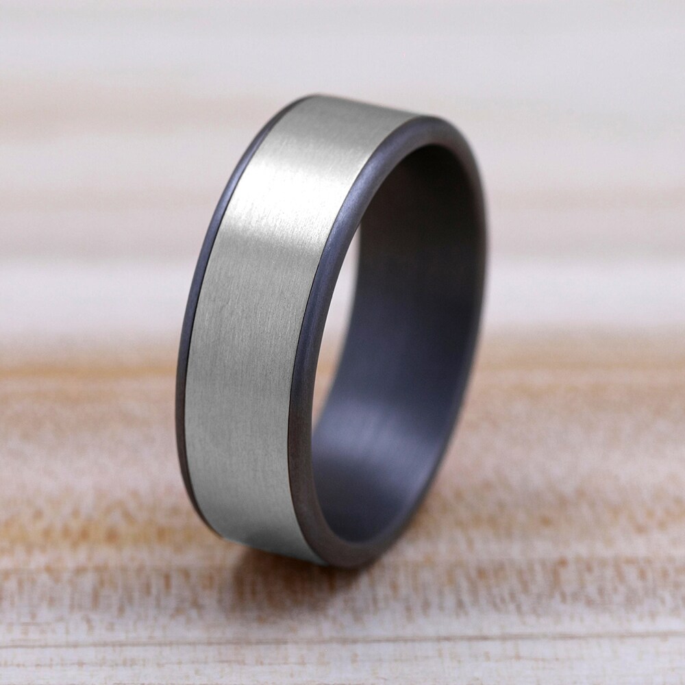 Men\'s Wedding Band Tantalum/14K White Gold 8.0mm 8Pqxtbbb