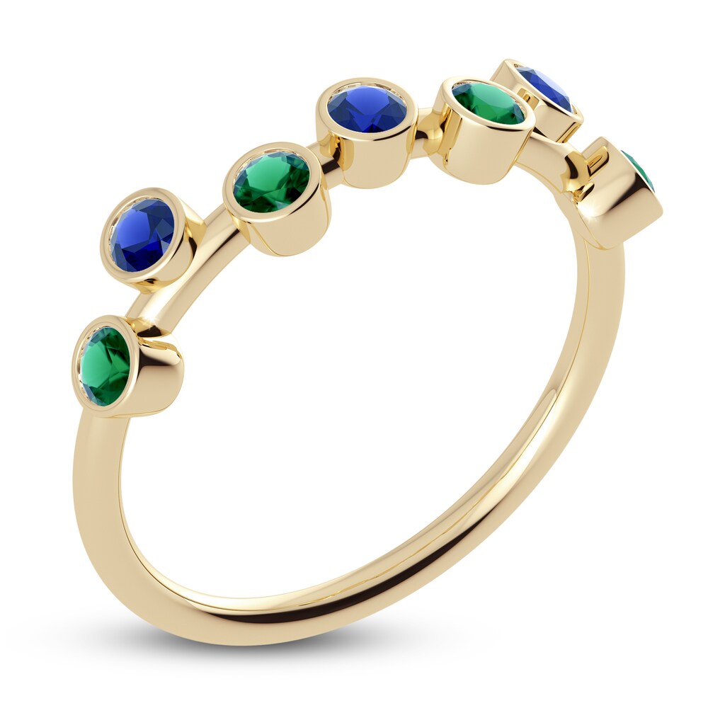 Juliette Maison Natural Blue Sapphire & Natural Emerald Ring 10K Yellow Gold 8ScrvaUe