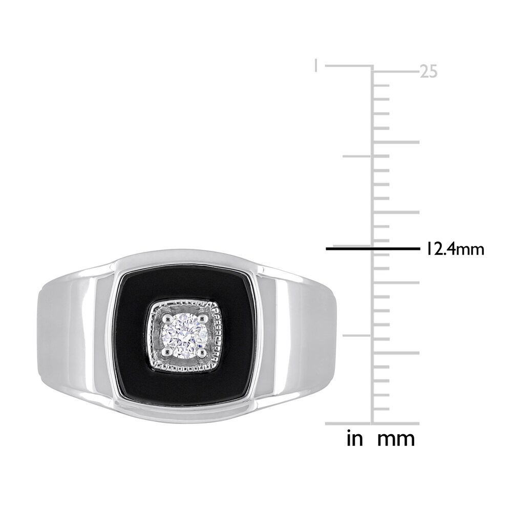 Men\'s Natural Onyx Ring 1/6 ct tw Diamonds Sterling Silver 8UHF4vEy