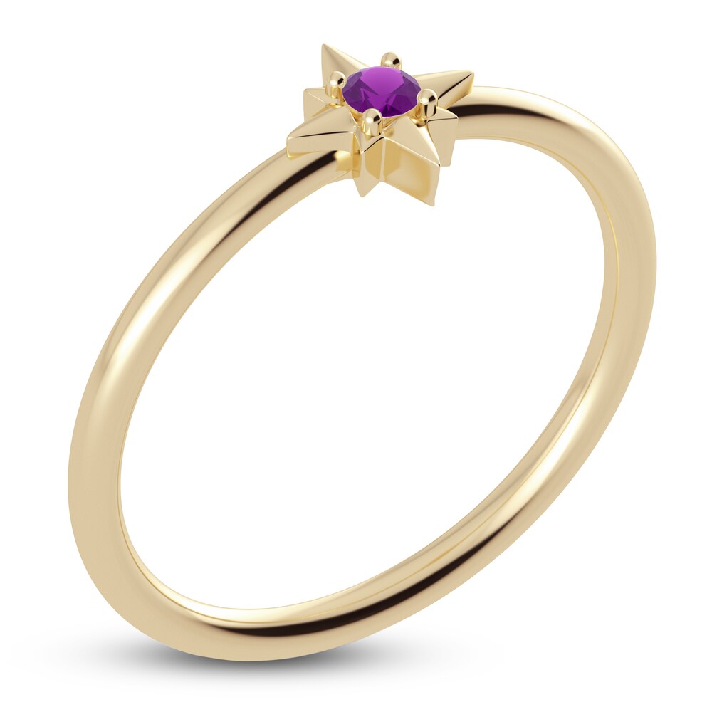 Juliette Maison Natural Amethyst Starburst Ring 10K Yellow Gold 8Uz0grYl