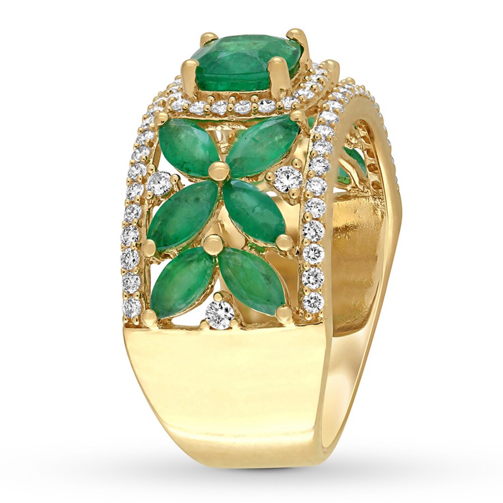 Natural Emerald Ring 1/2 carat tw Diamonds 14K Yellow Gold 8hKVpGvH