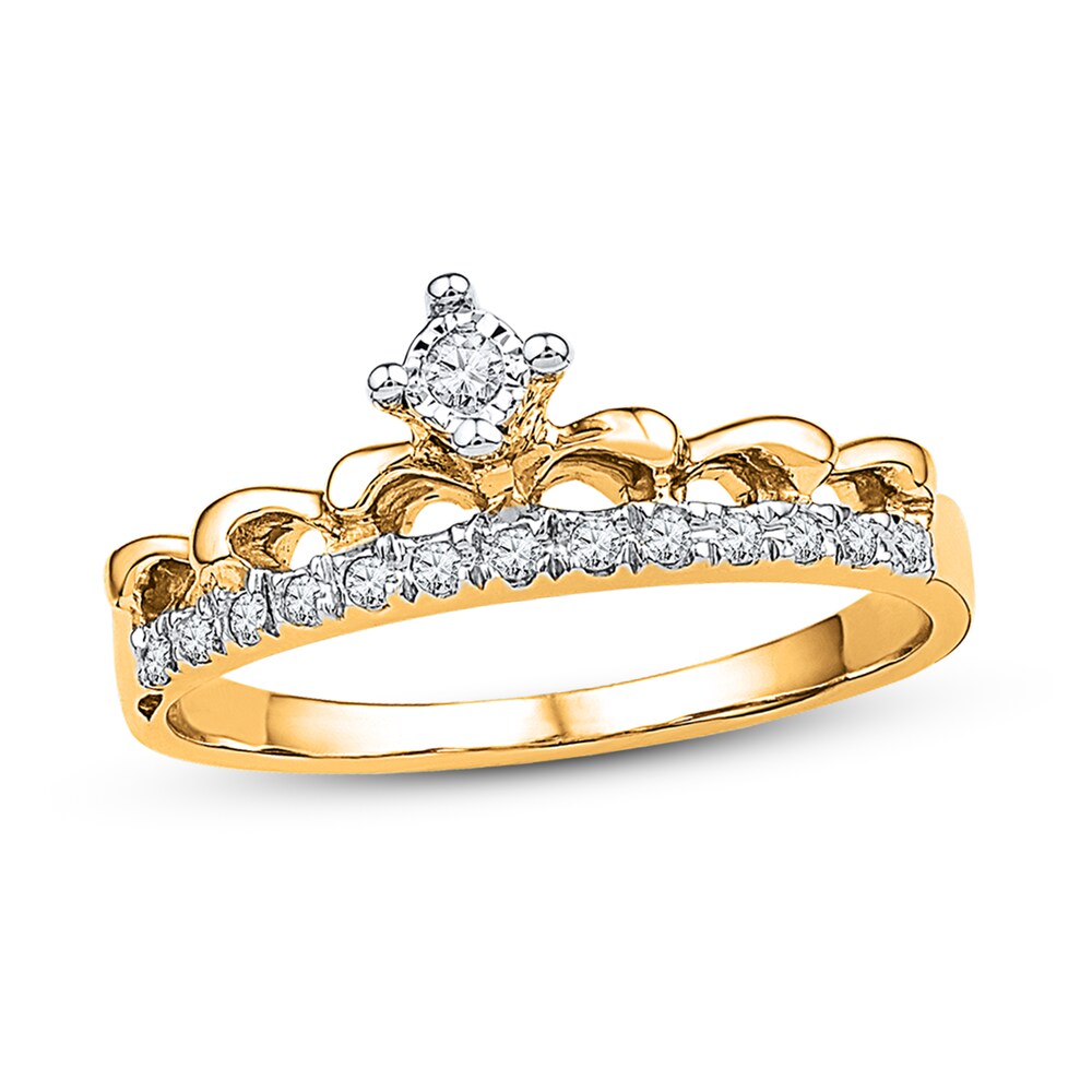 Crown Ring 1/10 ct tw Diamonds 10K Yellow Gold 8iX3Lcf9
