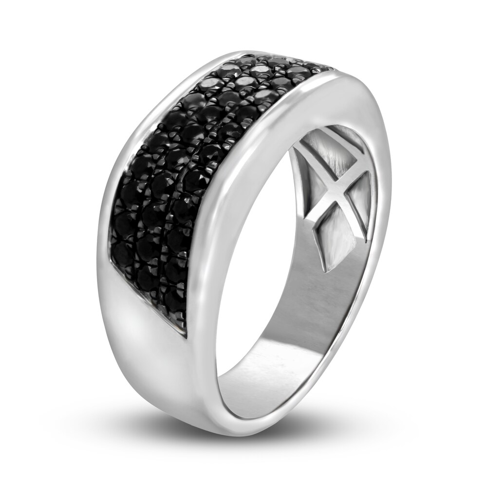 Men\'s Black Diamond Anniversary Ring 1 ct tw Round 14K White Gold 8jgFy5KJ