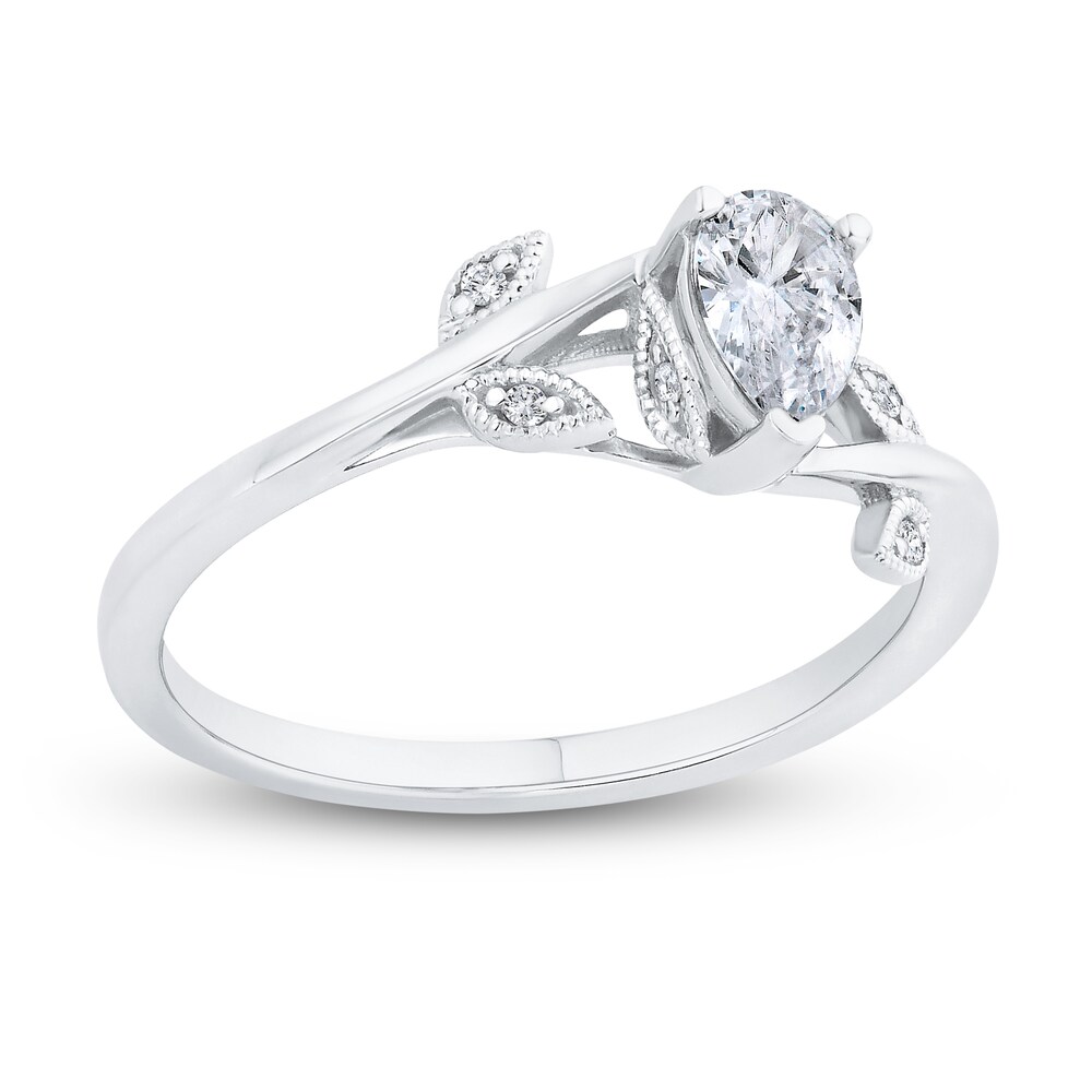 Diamond Engagement Ring 3/8 ct tw Pear-shaped/Round 14K White Gold 8knre9jx [8knre9jx]